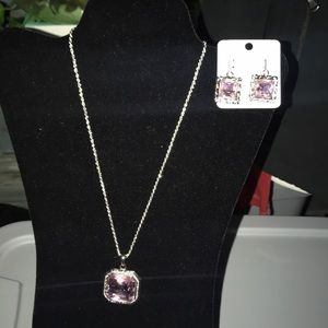 New beautiful sterling silver pink amethyst set